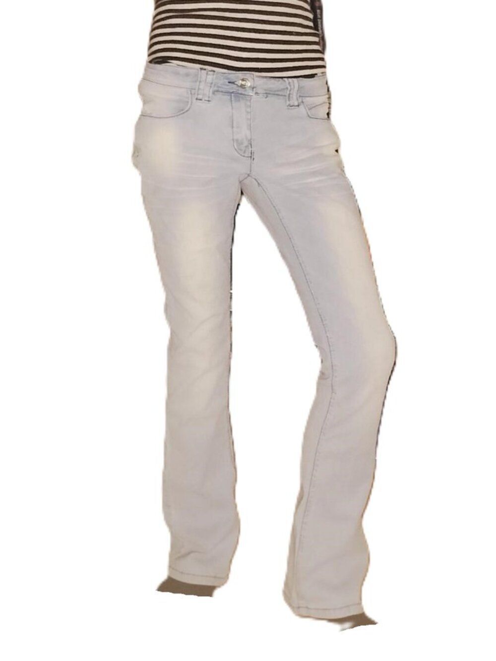 Angels Light Wash Bootcut Jeans Size 9 | Whiskers & Distressed Details
